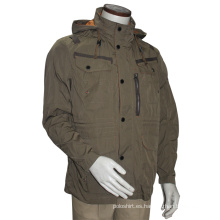 Casual ajuste relajado de algodón / chaqueta de capucha de poliéster y Outcoat de los hombres